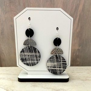 Sterling Silver Earring (faux leather) Triple drop